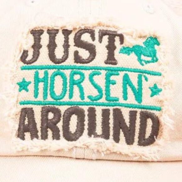 KBETHOS Stone "Just Horsen Around" Distressed Baseball Cap Hat NWT - Picture 3 of 4